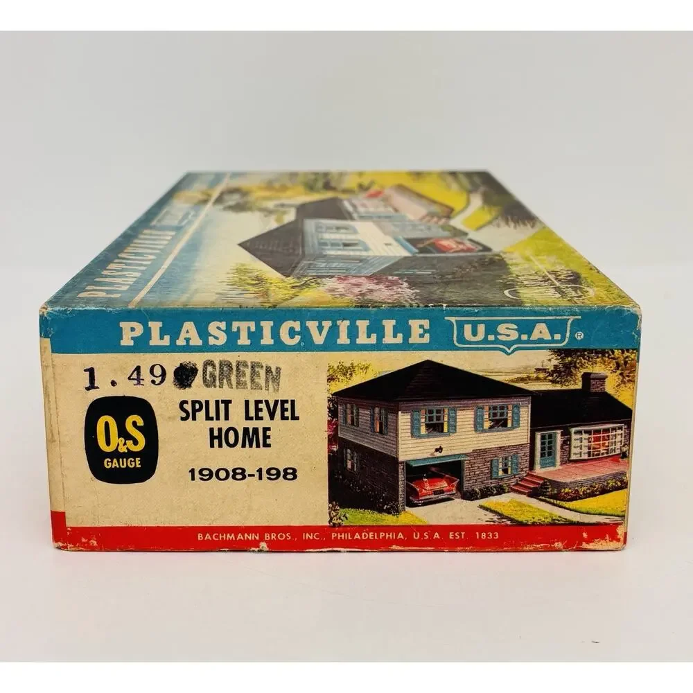 Plasticville O & S Gauge Split Level Home White Gray Charcoal Cream 1908-198